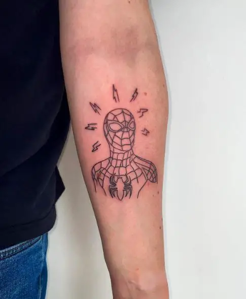 Black Spidey Sense Forearm Tattoo