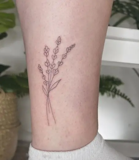 Minimalistic Grey Lavender Ankle Tattoo