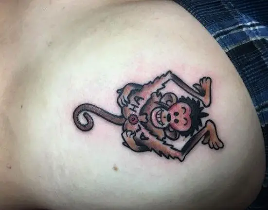 Brown Bent Over Monkey Butt Tattoo