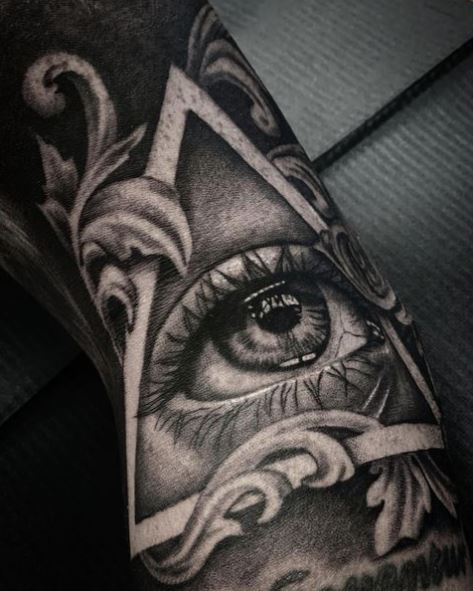 Realistic All Seeing Eye with Tears Arm Tattoo