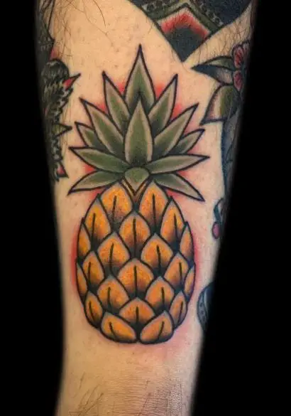 Colorful Pineapple Arm Tattoo