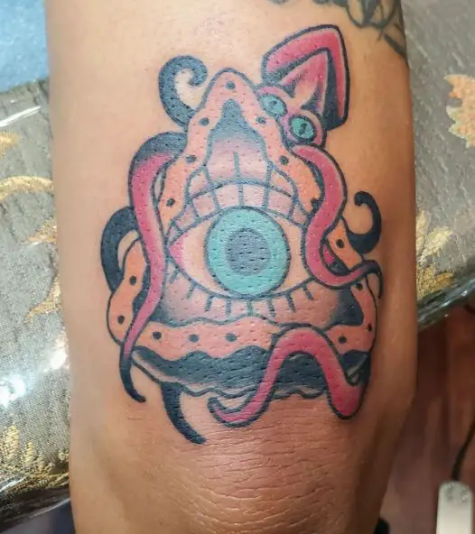 Traditional All Seeing Eye with Octopus Knee Tattoo