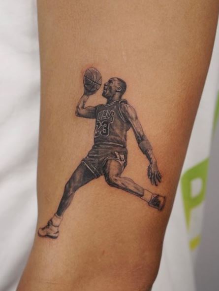 Black and Grey Air Michael Jordan Arm Tattoo
