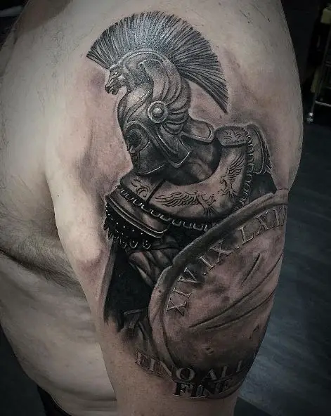 Roman Warrior with Shield Arm Tattoo
