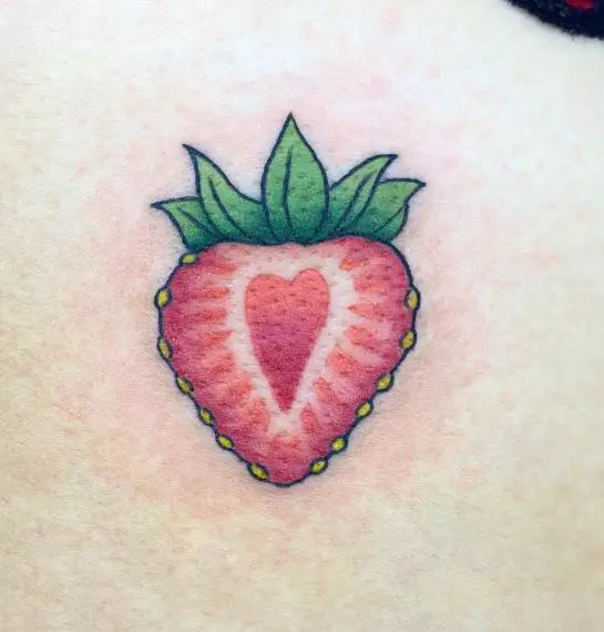 Colorful Strawberry Butt Tattoo