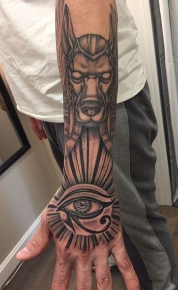 Anubis and Eye of Horus Forearm Tattoo