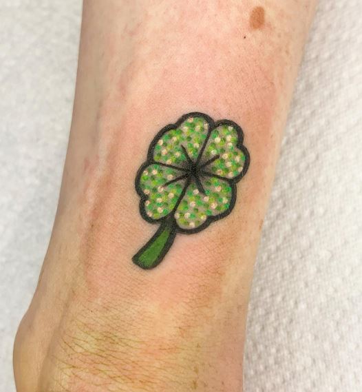 Green Minimalistic Irish Shamrock Tattoo