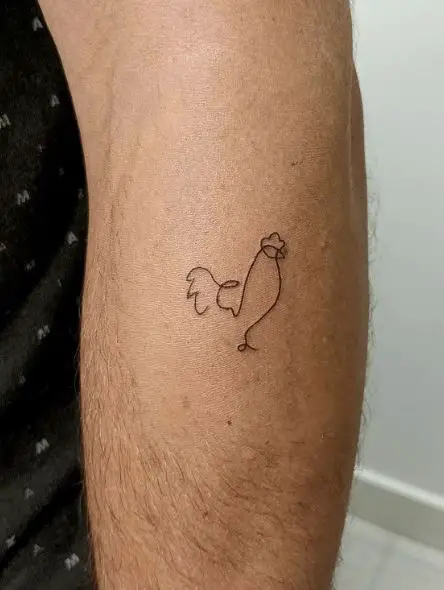Minimalistic Rooster Forearm Tattoo