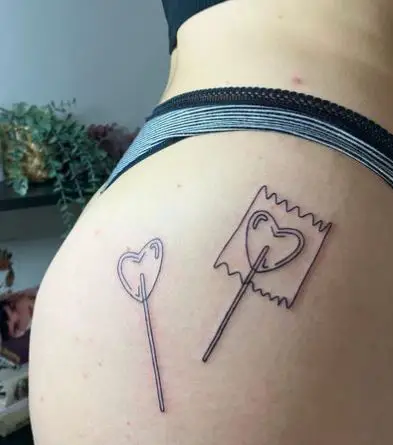 Heart Shaped Lollipops Butt Tattoo
