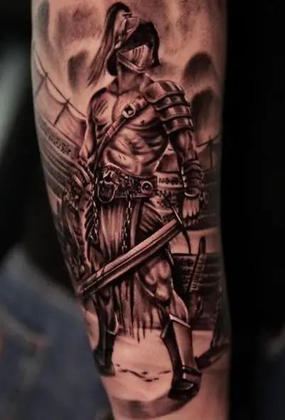 Gladiator with Sward Arm Tattoo