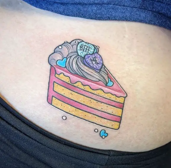 Colorful Slice of Cake Butt Tattoo