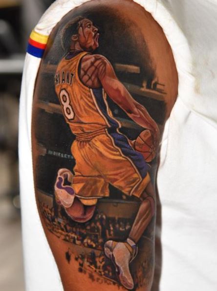 Colorful Kobe Bryant Slam Dunk Arm Tattoo