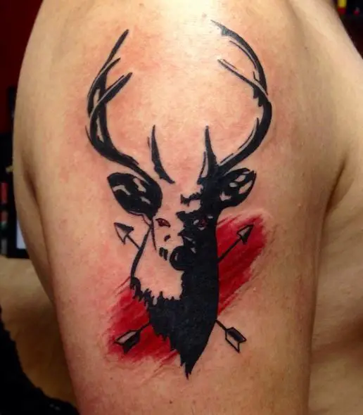 Two Arrows and Deer Arm Tattoo