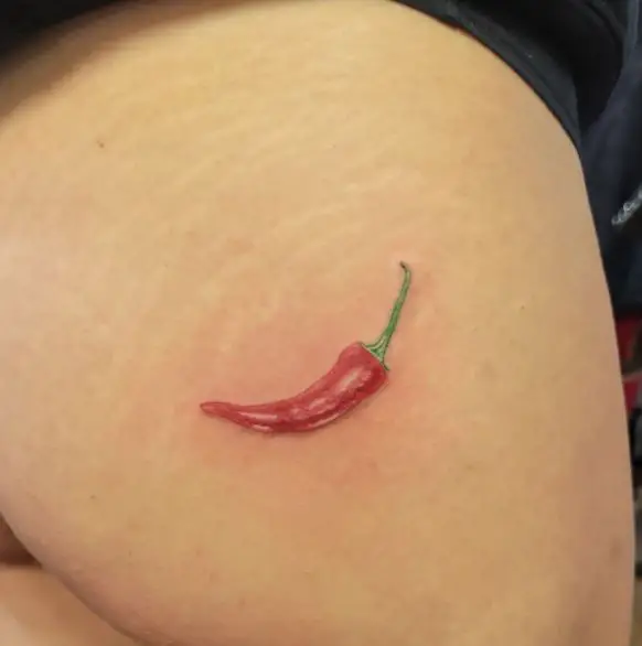 Red Chili Butt Tattoo