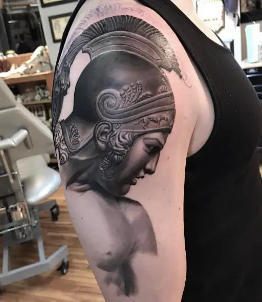 Greek Warrior with Helmet Arm Tattoo
