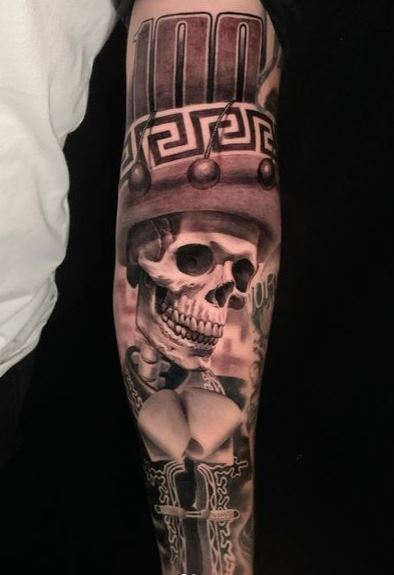 Mariachi Skull with Sombrero Forearm Tattoo