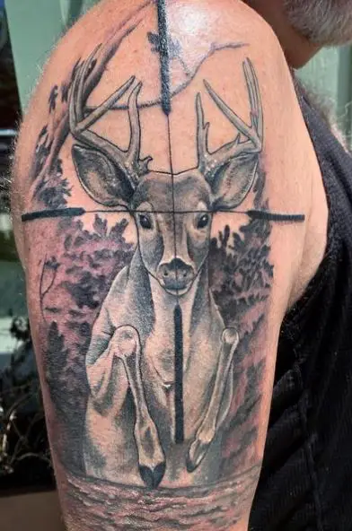 Forest Deer on Sight Arm Tattoo