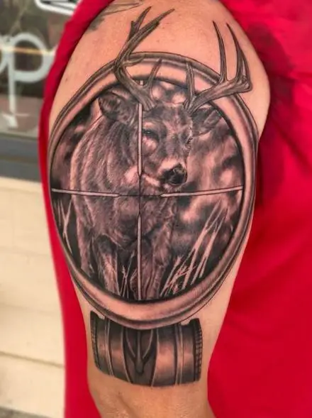 Rifle Scope and Deer Arm Tattoo