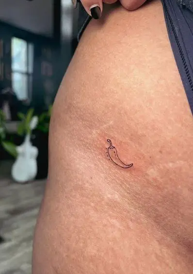 Minimalistic Chili Butt Tattoo