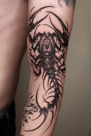 Black and Grey Scorpion Arm Tattoo
