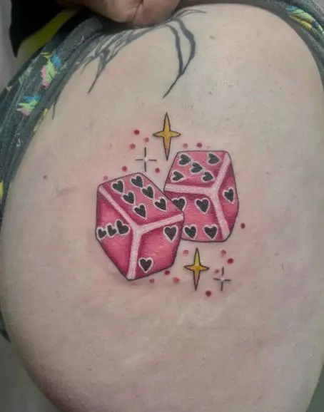 Stars and Red Dice Butt Tattoo
