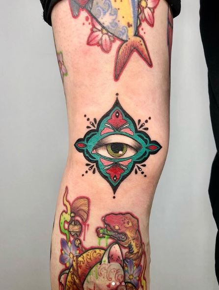 Colorful All Seeing Eye Mandala Arm Tattoo