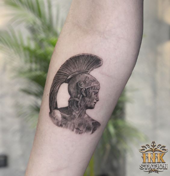 Grey Theseus the Greek Warrior Forearm Tattoo