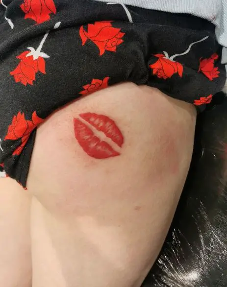 Red Lips Butt Tattoo