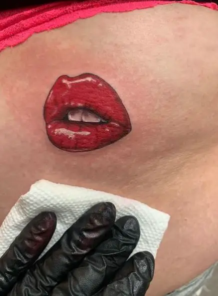 Red Lips Butt Tattoo