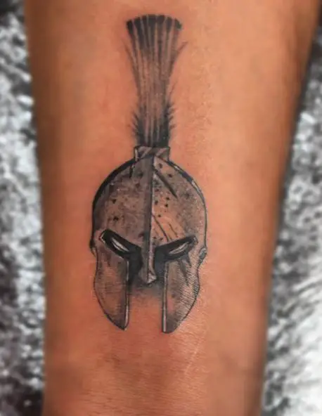 Minimalistic Spartan Warrior Helmet Wrist Tattoo