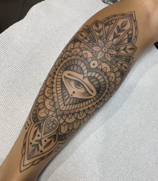 Sacred Heart Mandala and All Seeing Eye Forearm Tattoo