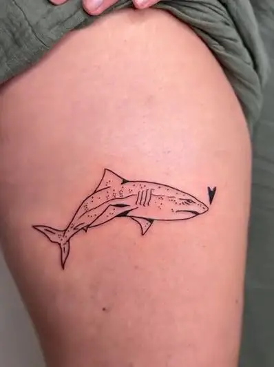 Black Shark Thigh Tattoo