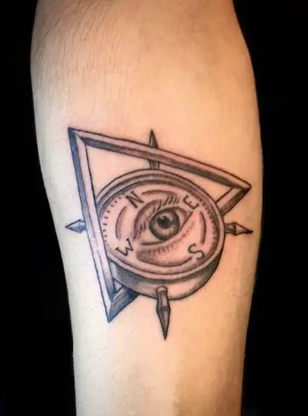 Compass and All Seeing Eye Forearm Tattoo