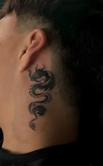 Black Dragon Neck Tattoo