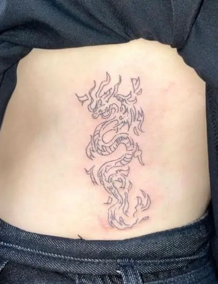 Black and Grey Dragon Belly Tattoo