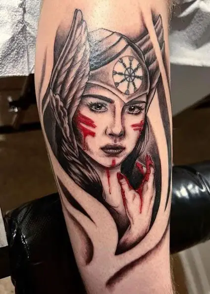 Lady Viking Warrior Arm Tattoo