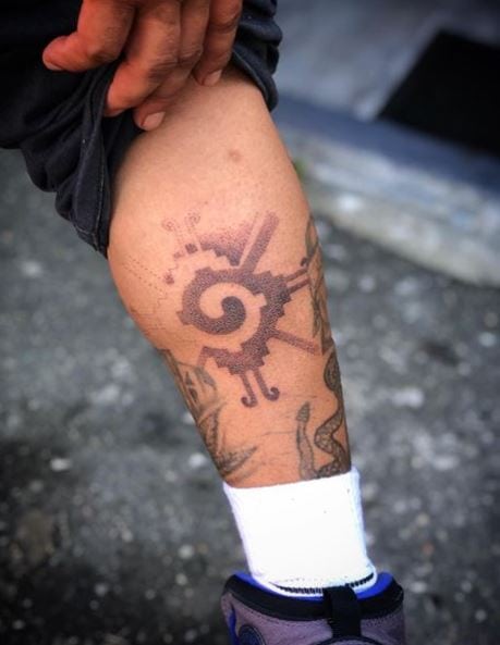 Mayan Symbol Hunab Ku Calf Tattoo