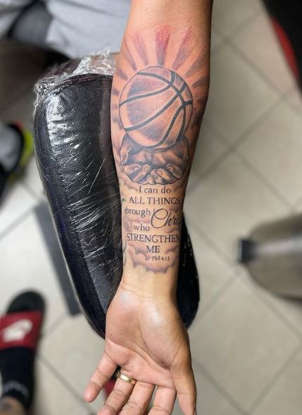 Bible Verse 4:13 and Basketball Forearm Tattoo