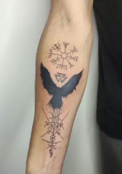 Black Viking Symbol Forearm Tattoo