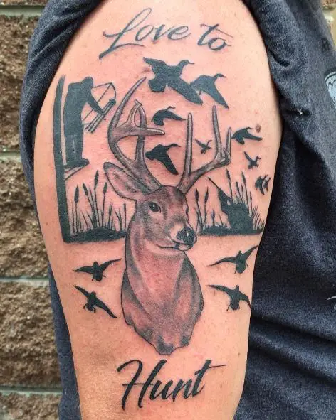 Deer Hunting and Duck Hunting Arm Tattoo