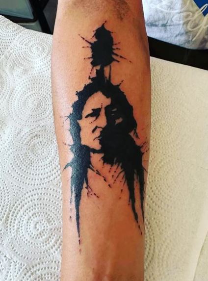 Black and White Navajo Warrior Forearm Tattoo