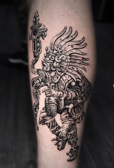 Xipe Totec Aztec God Leg Tattoo