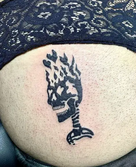 Burning Skull Butt Tattoo