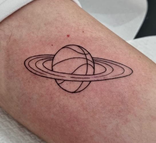 Saturn Inspired Basketball Arm Tattoo