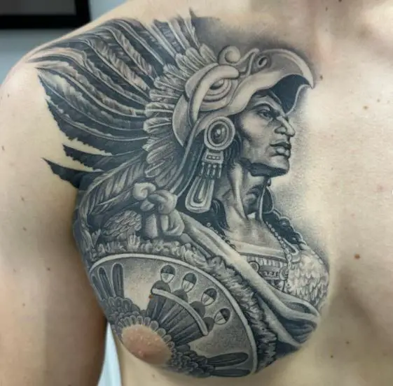 Guerrero Aztec Warrior Chest Tattoo