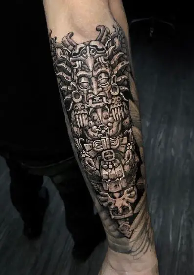 Tonatiuh Aztec God Forearm Tattoo