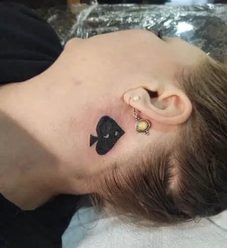 Black Spade Neck Tattoo