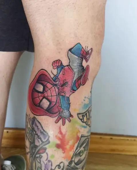 Jumping Baby Spiderman with Hoody Leg Tattoo