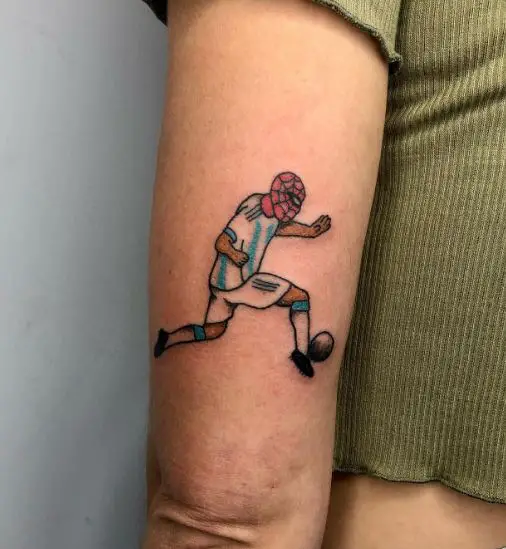 Spiderman with Argentina World Cup Jersey Arm Tattoo