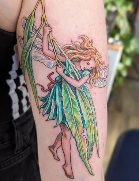 Colorful Willow Fairy Arm Tattoo